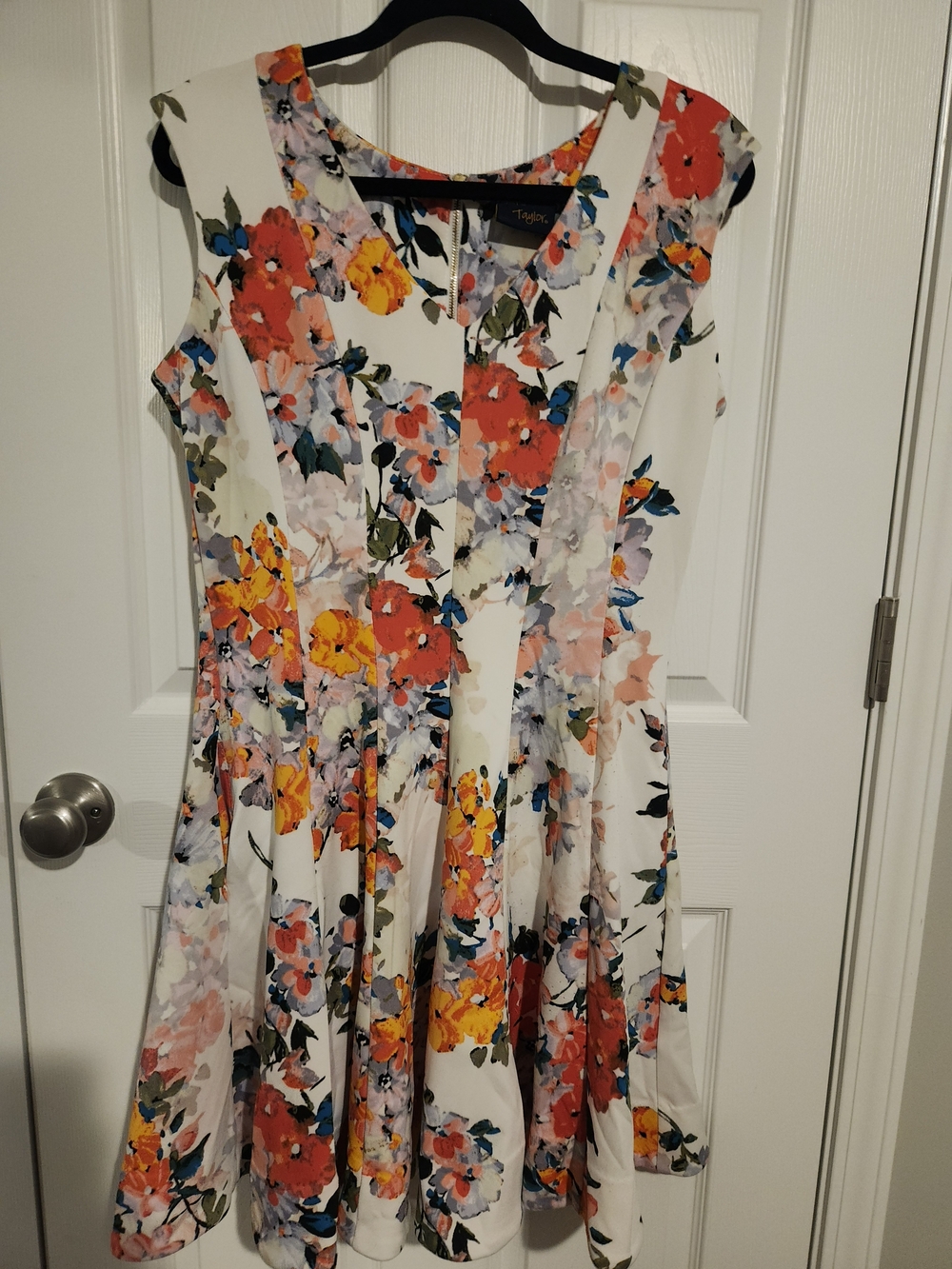 Just...Taylor White Midi Dress with Orange & Yellow Floral Print